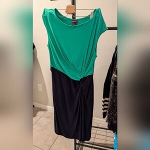 Merona Vibrant Green & Navy Dress Size Medium
